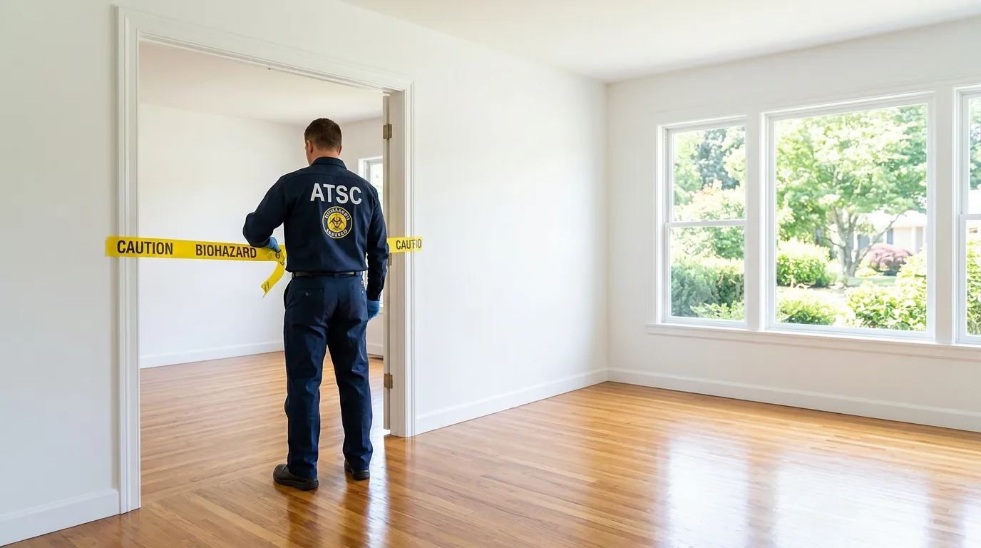 Certified biohazard cleanup crew performing Decomposition Cleanup in Valencia West